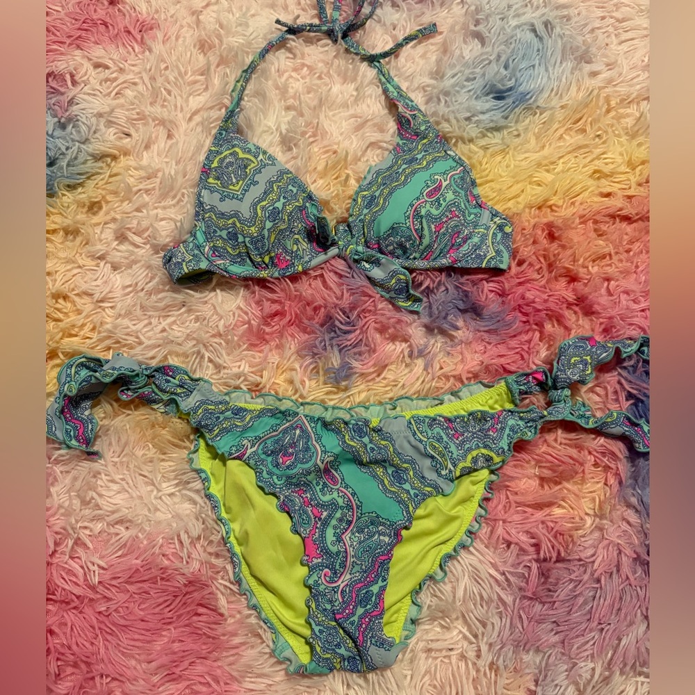 Victoria's Secret Paisley Bikini with Blue and Pink